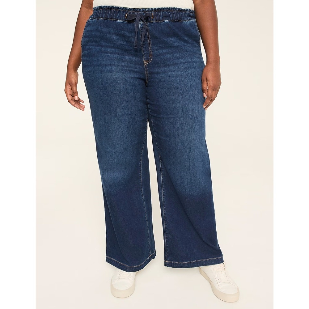 Lane Bryant Womens Cloud Knit Pull-On High-Rise Wide Leg Jean Plus Size 26S